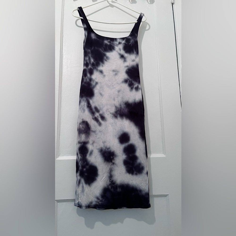 Reformation Black and White Tie-Dye Midi tank Dress XS